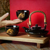 Black Porcelain Tea Set with Golden Artistic Motif