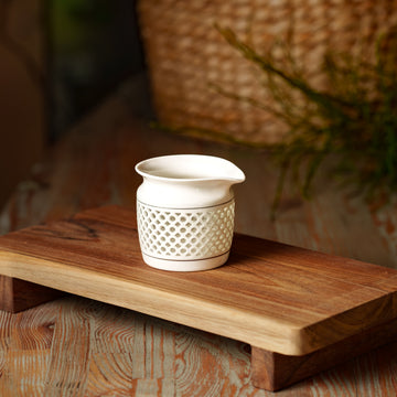 White Porcelain Fairness Pitcher with Lattice Design